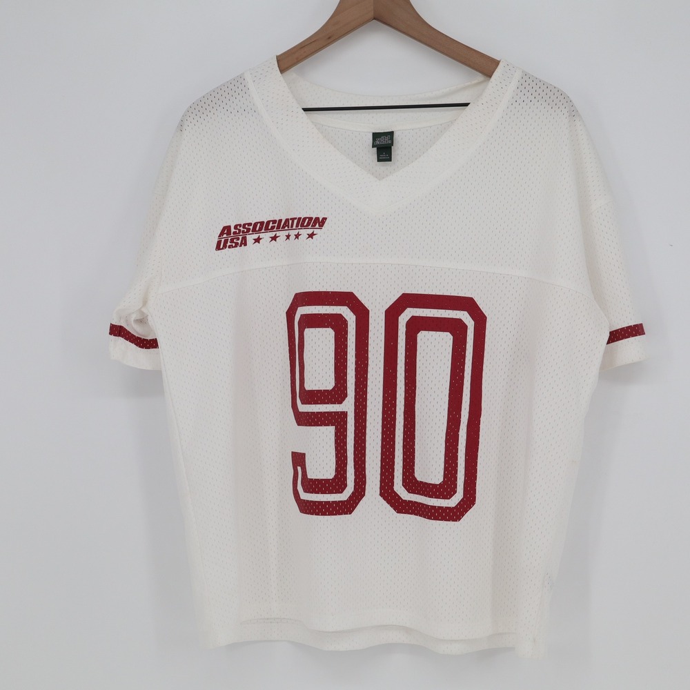 Wild Fable Jersey Top Womens S Association USA 90 White Mesh Sporty Excellent